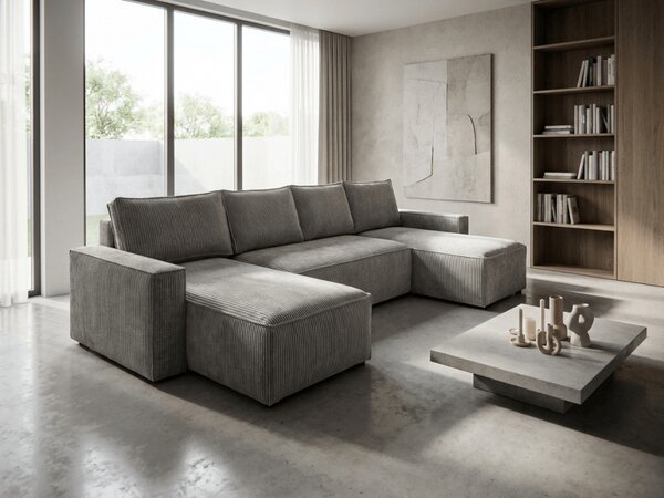 Kutna garnitura u obliku slova U SMART COSARO 295x140 cm, svjetlosiva