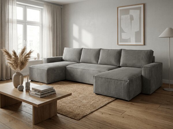 Kutna garnitura u obliku slova U SMART COSARO 295x140 cm, siva