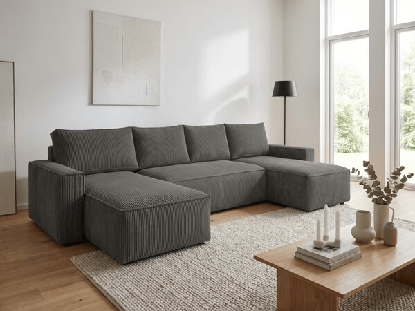PROMOCIJA Tamnosiva kutna garnitura u obliku U SMART COSARO 295x140 cm II. kvaliteta