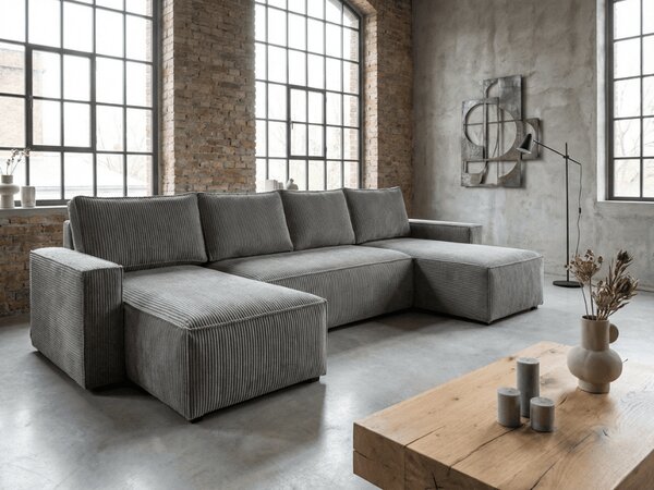 Kutna garnitura u obliku slova U SMART COSARO 295x140 cm, siva