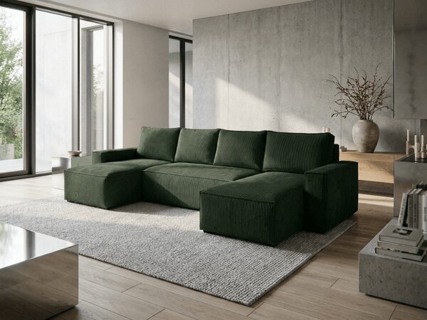 Kutna garnitura u obliku slova U SMART COSARO 295x140 cm, tamnozelena