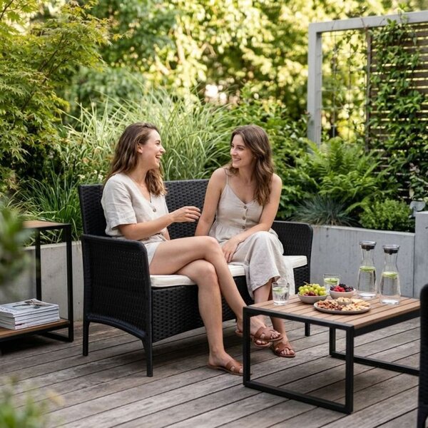 Vrtna sofa s jastukom - sofa od ratana za balkon i terasu