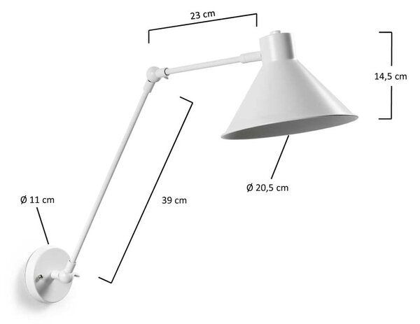 Bijela zidna lampa Dione – Kave Home