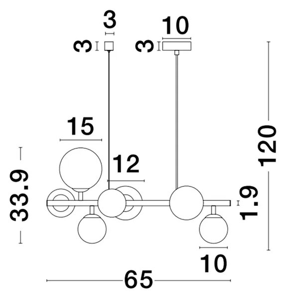 ODILLIA VISILICA 7×G9/230V 65cm CRNO/SIVA NL9028857