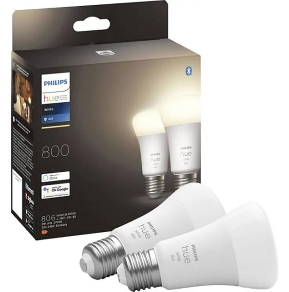 Philips Hue LED PAMETNA PRIGUŠIVA ŽARULJA E27 2700K 800 lm 2 KOM 8719514319028