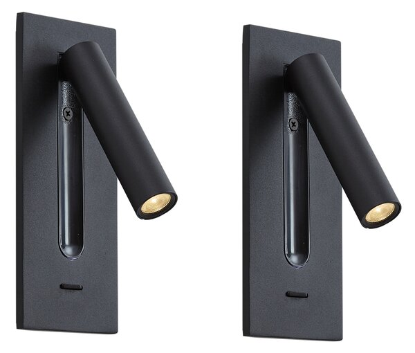 Set od 2 moderne zidne svjetiljke crne boje uklj. LED - Plaza