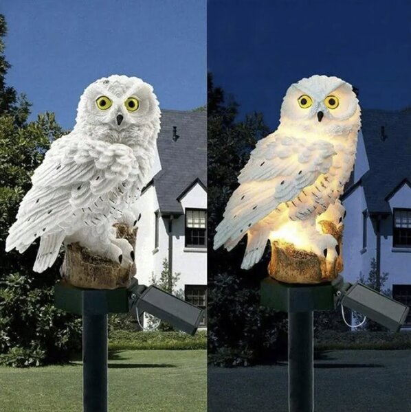 Solarna LED vrtna svjetiljka Bijele sove 43 cm 2W