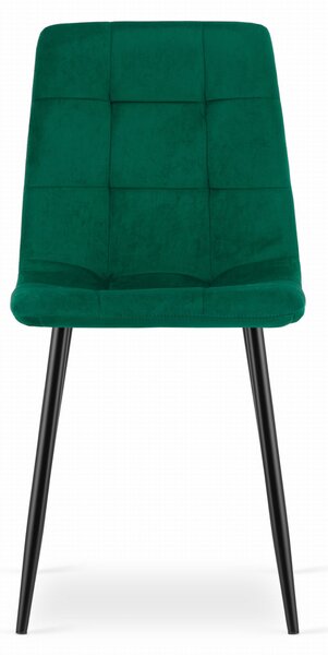 Zelena baršunasta stolica KARA s crnim nogama