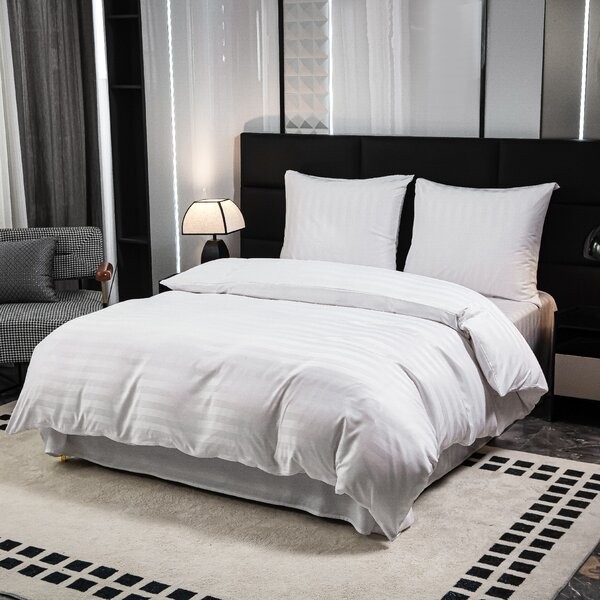 Hotelska posteljina od mikrovlakana JASMINE bijela - pruge 2 cm, hotelski džep Dimenzije posteljine: 70 x 90 cm | 140 x 220 cm