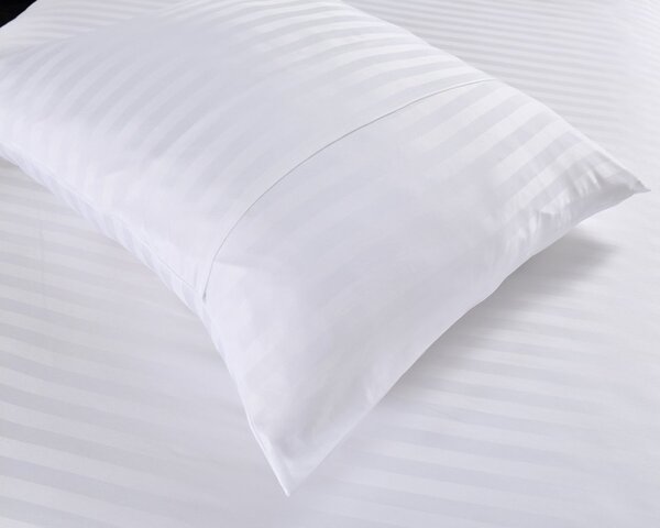 Hotelska posteljina od mikrovlakana JASMINE bijela - pruge 2 cm, hotelski džep Dimenzije posteljine: 70 x 90 cm | 140 x 220 cm