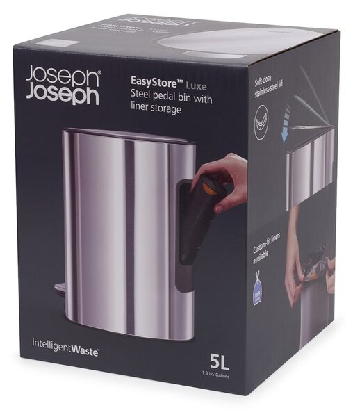 Plastična kanta za smeće s pedalom u srebrnoj boji 5 l Luxe – Joseph Joseph