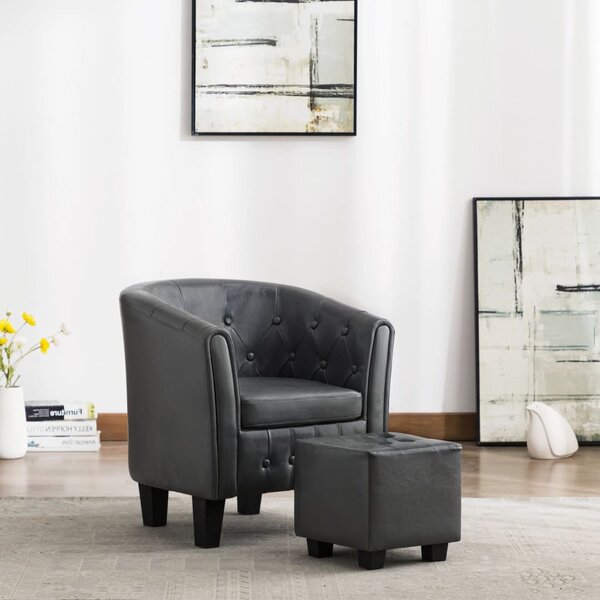 VidaXL Fotelja od umjetne kože s osloncem za noge siva