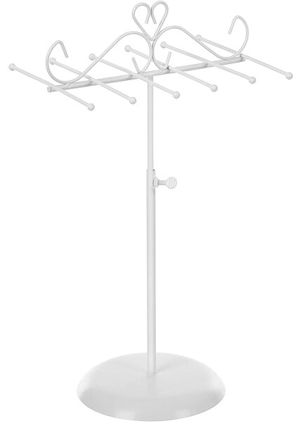 SONGMICS stalak za nakit, metalni držač za nakit drvo, 20,5 x (28-45) x 14 cm, bijeli