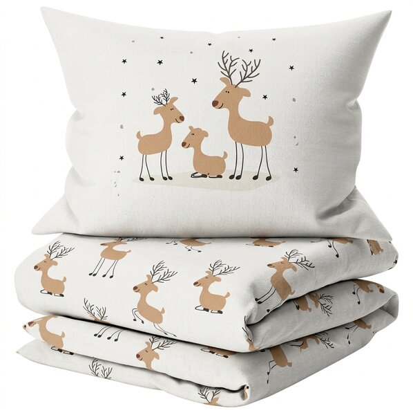 Posteljina od Renforcé pamuka TIMBA DEER bijela Dimenzije posteljine: 80 x 80 cm | 135 x 200 cm