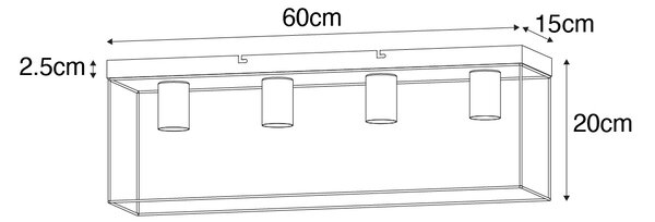 Minimalistička stropna svjetiljka crna sa zlatom 4-svjetla - Kodi