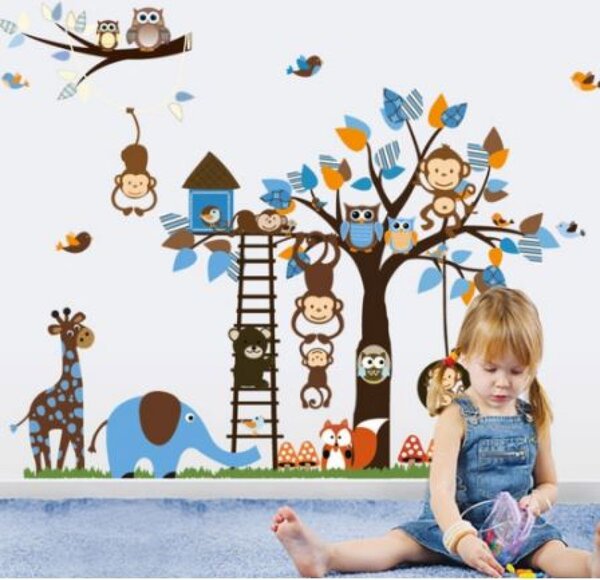 Velika dječja zidna naljepnica Animals world