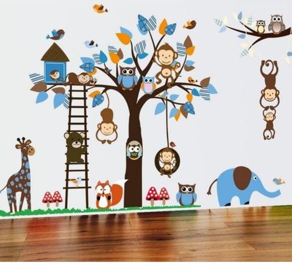 Velika dječja zidna naljepnica Animals world