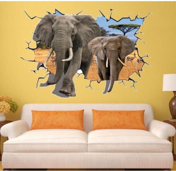 3D zidna naljepnica Elephant dimenzije 100x70 cm