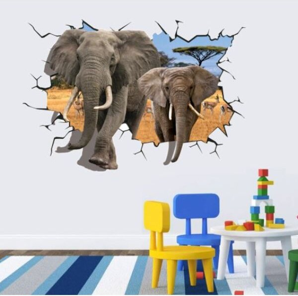 3D zidna naljepnica Elephant dimenzije 100x70 cm