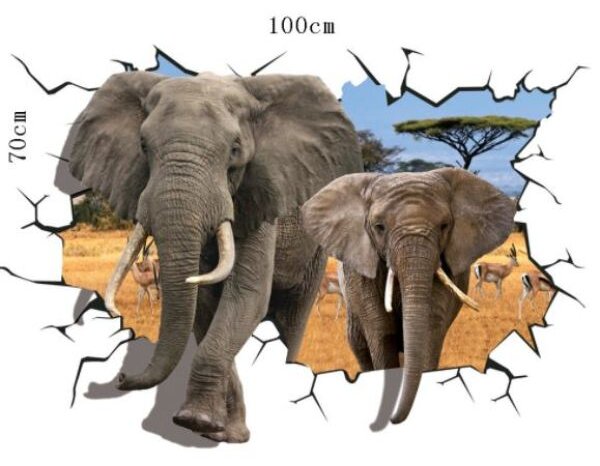 3D zidna naljepnica Elephant dimenzije 100x70 cm