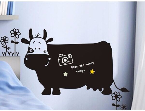 Crna naljepnica za pisanje kredom Cow 130x60cm