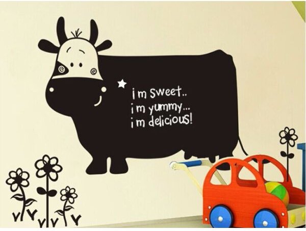 Crna naljepnica za pisanje kredom Cow 130x60cm
